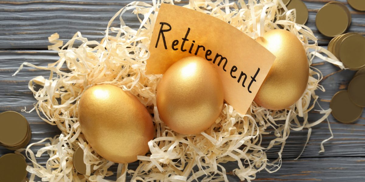 Concept of wealth and retirement - golden eggs